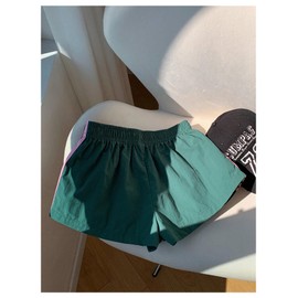 MakeMeChic Women's Y2k Striped Shorts Basketball Shorts Wide Leg Track Lounge Sweat Shorts Green Large