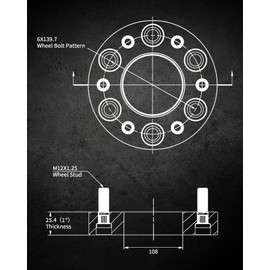 EVIL ENERGY 6x5.5 Wheel Spacers 1 inch Compatible for Nissan Frontier 1998-2004, 6x139.7 mm 6 Lugs 108 mm Hub Bore M12x1.25 Studs Black, Not Hubcentric