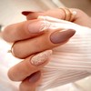 24 PCS Reddish Nude Press On Nails Short Oval,Almond Fake