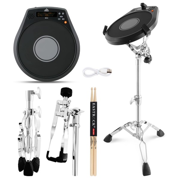 EASTROCK Electronic Practice Drum Pad With Stand, 12 Inches Portable