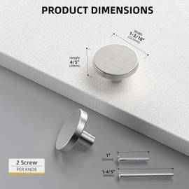 goldenwarm 5 Pack Brushed Nickel Cabinet Knobs Silver Drawer Knobs, Single Hole Kitchen Cupboard Handles Aluminum Alloy