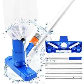 Portable Handheld Pool Vacuum for Above Ground Pool - Upgraded Swimming Pool Jet Cleaner Underwater Vacuum Kit W/Brush with 5 Section Poles of 70", Small Vacuum for Spas, Ponds, Floors, Fountains
