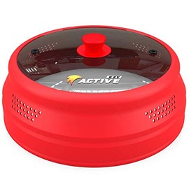Microwave Splatter Cover Microwave Cover | Microwave Cover for Food Silicone with Glass, Microwave Food Cover Plate Cover. Anti-Splatter Lid with 98 Steam Vents, 6–7–8–9-10 inch Plates & Bowls (Red)