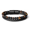Adorashine Men's Braided Leather Bracelet, 8.3inch Black Braided Leather Stainless