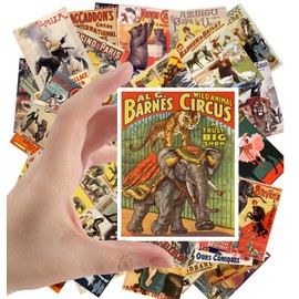 Large Stickers (24 pcs 2.5"x3.5") Vintage Circus Animals and Horses Vintage Posters