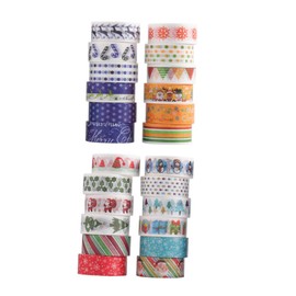 TEHAUX 24rolls Christmas Themed Washi Tapes Decorative Holiday Tapes for Crafting Journaling Wrapping School Supplies Lightweight Portable Festive Designs for Creative Projects