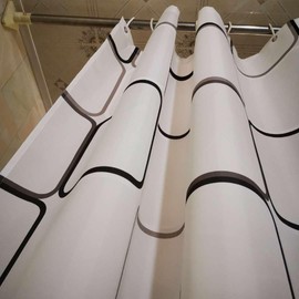 PIQIUQIU Bathroom Shower Curtain Waterproof Anti-Mould with 12 Shower Curtain Rings for Home Shower or Bathtub (180 x 200 cm)