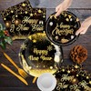 Happy New Year Party Decorations Tableware Set, Black and Gold