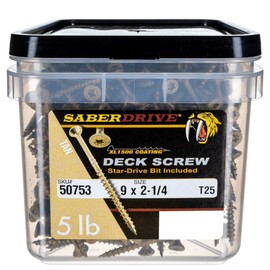 Unbranded 9 x 2-1/4" Star Drive Tan XL1500 SaberDrive® Exterior Deck Screws - 532 pcs. Tub