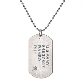 [silver KYASYA] Stainless Steel English Letter Dog Tag Necklace Gold Silver Black Ball Chain Simple Vintage US Army Plate