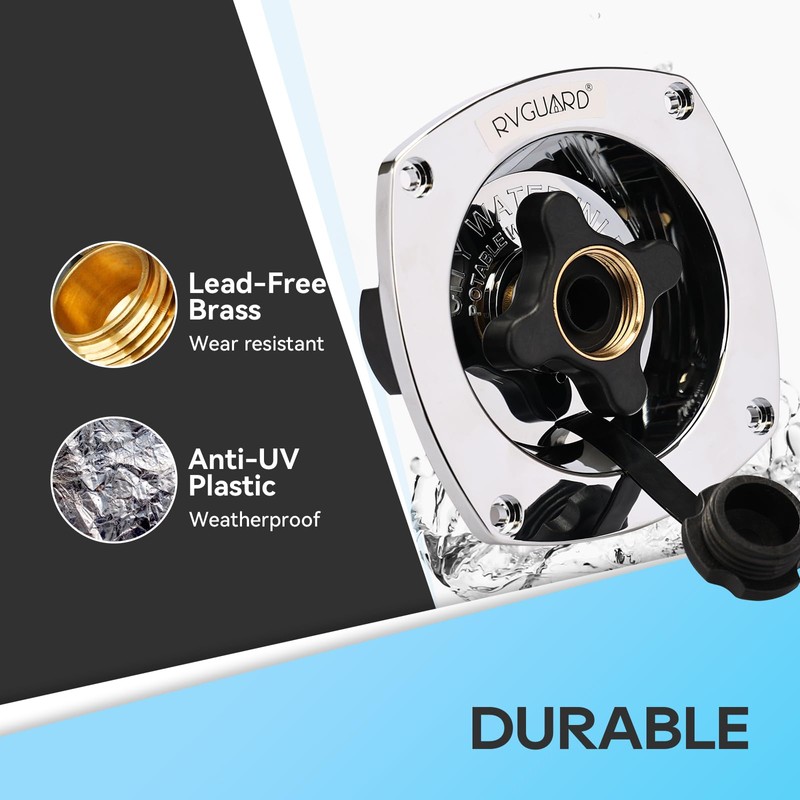 RVGUARD RV City Water Inlet with Regulator, Chrome Wall Mount