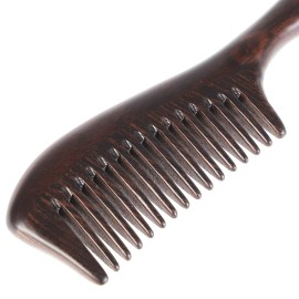 Onedor Handmade 100% Natural Black Sandalwood Hair Wooden Combs - Wide Tooth (Round Handle)