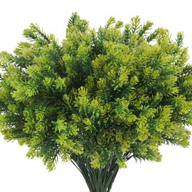 RECUTMS Artificial Pine Branches 6 Pack Faux Cedar Greenery Plants Spring Pine Stems Plastic Twigs Picks for DIY Garland Wreath Accessories Holiday Home Garden Decorations(Green)