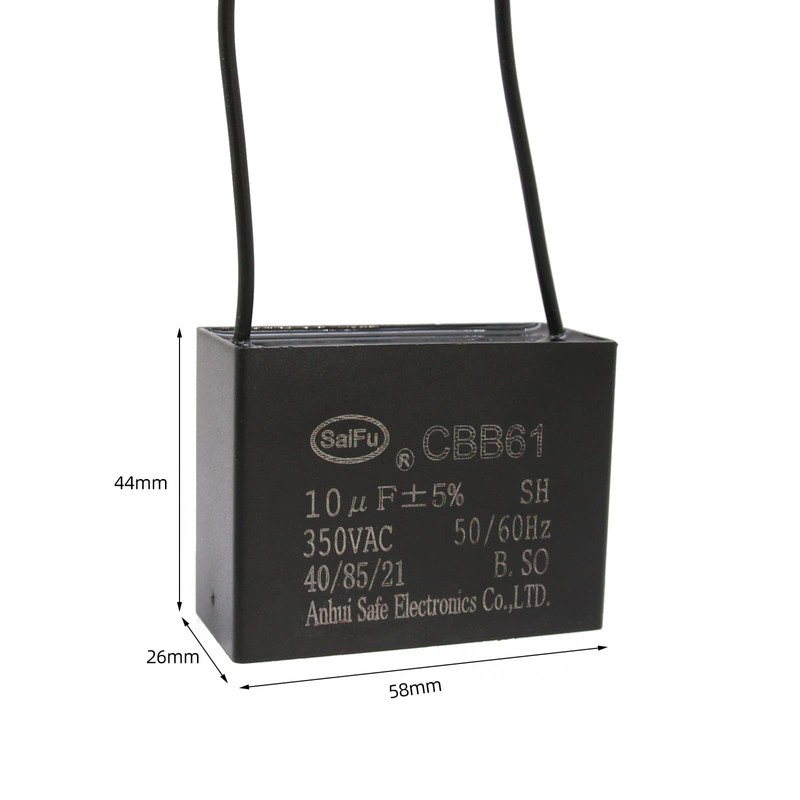 CBB61 10uf 2-Wire 350V AC Ceiling Fan Capacitor - 50/60