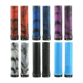 PJQUEKAIPJ Bicycle Handle Grips TPR Aluminum Alloy Lock On Non-Slip MTB Bike Part Ergonomic Grips (Black-White)