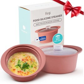 Firgi 27oz Platinum Silicone Microwave Steamer Pot with Lid – 100% Food-Grade Korean Silicone, BPA Free, Heat Resistant & Dishwasher Safe (Dry Rose)