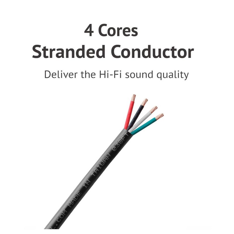 JAVEX 16/4 UL13 CL3R/CL2R Rated Speaker Wire (100FT), 16-Gauge AWG