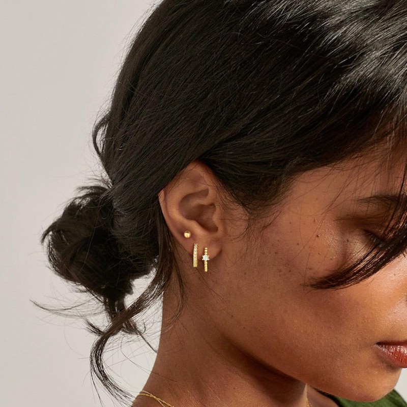 Gold Hoop Earrings Set Hypoallergenic 14k Gold Plated Huggie Hoops