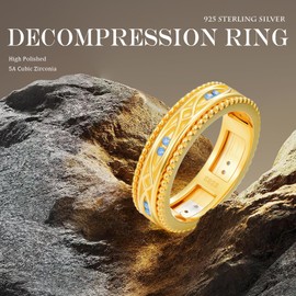 PARYFO Fidget Ring Spinner for Men Women 925 Sterling Silver Anxiety Reliese Gold Ring Relieve Autism Fidget Spinner Evil Eye Rings Anxiety Jewellery Gifts