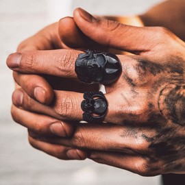 Bandmax Men Boys Wings Skull Rings Black Ring Winged Skull Band Ring Stainless Steel Gothic Signet Ring Skull Finger Ring Size 59 Skull Rings Jewellery, Metal, No Gemstone