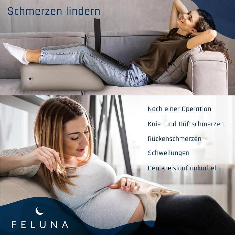 Ergonomic Wedge Pillow for Sleeping, Inflatable Orthopedic Leg Raiser to