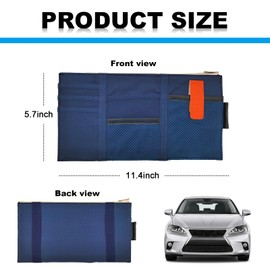 Suvnie 2 PCS Car Sun Visor Organizer, Auto Interior Visor Storage Pocket Pouch Holder with Zipper, Multi-Pocket Net Personal Belonging Pocket, Universal Car Accessories for Card, Document (Cyan)