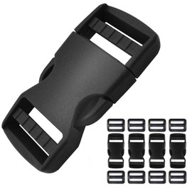 ONE WVW PIN Buckle 1 inch 4 Set, Quick Side Release Buckles, Plastic Tri-Glide Slide Clips 8Pcs for 1''/25mm Webbing Straps, Dual Adjustable for DIY Backpack Pet Collar Replacement Repair