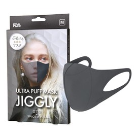 Spice Of Life JGM1012MGY Jiggly Ultra Puff Mask, Gray, Size M, Droplet Filtration, Soft, Suitable For Sensitive Skin, Good Fit, Antibacterial, Washable 100 Times, Durable, Easy to Breathe, No Ear Pain, Made in Korea, Unisex