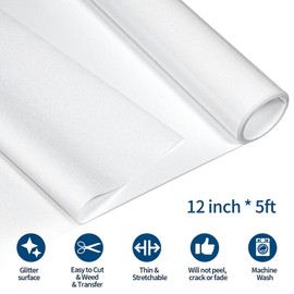 VINYL FROG White Glitter Heat Transfer Vinyl Roll 30.5x155cm Heat Press for Cameo and Heat Press