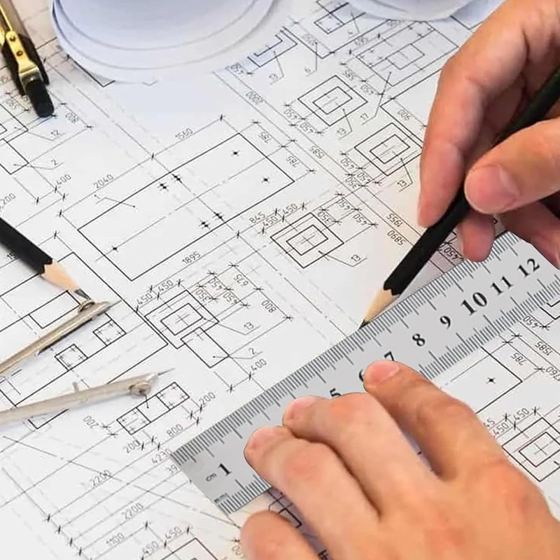 5pcs Stainless Steel Ruler - 15cm Straight Edge Metal Measuring