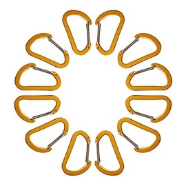 ABCOOL 12PCS Keychain Clips Mini Carabiner - 4 cm Aluminum Durable Quick Release Auto Locking D-Shape Spring Loaded Wire Gate for Home Rv Camping Fishing Hiking Traveling and Sports Outdoors