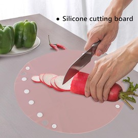 Camping Floded Cutting Silicone Board with Ceramic knife, Cutting, Plate mat, Cleaning basket All In One,Space-saving & easy to carry,Gifts for Campers Happy Camper,Camping Accessories for RV Campers