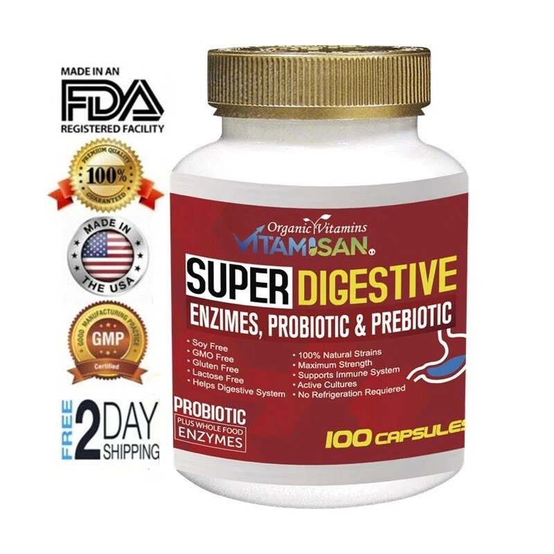 Digestive Enzymes Prebiotic & Probiotics Gas, Constipation & Bloating Relief