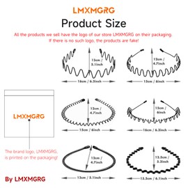 LMXMGRG 6 Pcs Metal Hair Band for Men Unisex Wavy Headbands Outdoor Sports Headbands Hair Bands Unisex Black Elastic Non Slip Headwear Accessories