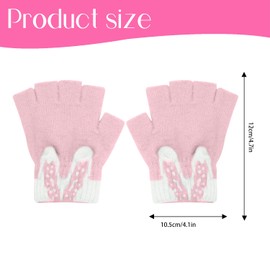 ALLY-MAGIC Kids Fingerless Gloves Convertible Flip Top Gloves Winter Warm Knit Half Finger Mitten for Kids Boy Girls 5-10 Years Y9TEDBZST (Pink)