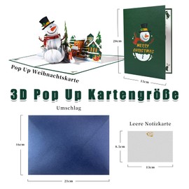 Magic Ants Christmas Pop Up Card - 3D Greeting Card, Birthday Cards, Pop Up Christmas Cards, Kids Christmas Card, 3D Christmas Card, New Year Cards, Winter Cards (Christmas Snowman)