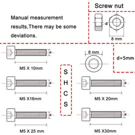 newlng M5 Allen Screw 304 Stainless Steel Hex Head Mechanical Parts A2-70 Screws Set Bolt and Nut Combination Box Cylinder Screws with Hex Socket