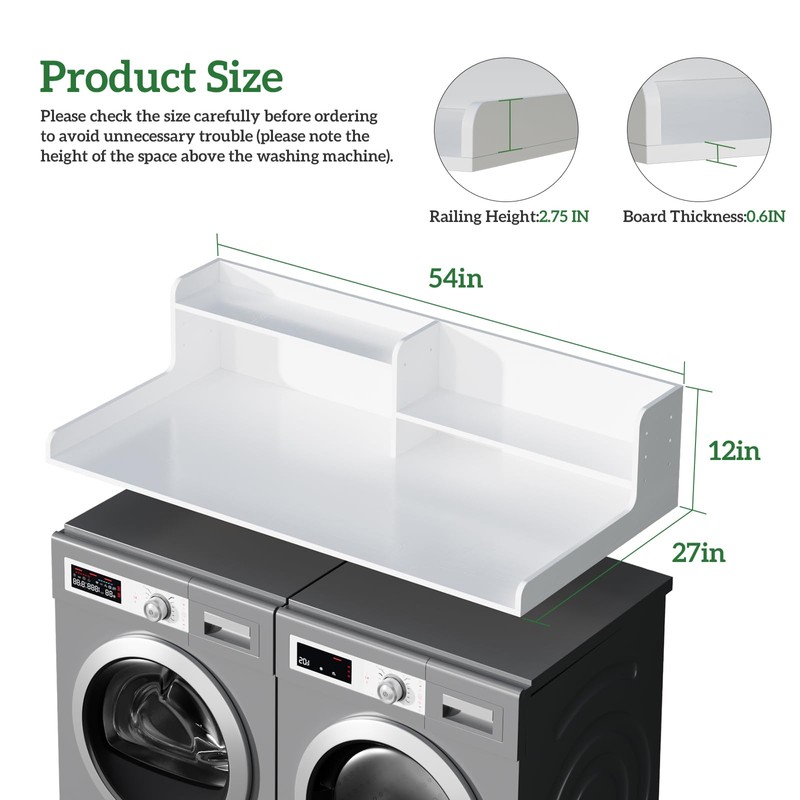 Wisuce 2-Tier Washer Dryer Countertop, 27.5" x 54" Bamboo Laundry