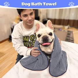 Glittme 3Pcs Dog Towel, Soft and Absorbent Dog Towels for Drying Dogs Medium, Quick Drying Dog Towels for Dog, Puppy, Microfiber Towel Dog Bath Supplies, 35 "x20, Grey