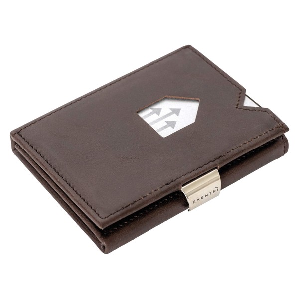 EXENTRI Leather Trifold Wallet - RFID Blocking w/Stainless Steel Locking