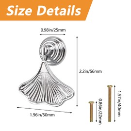 Morobor Ginkgo Leaf Shape Knob Handles, 6pcs Silvery Drop Pendant Pull Handle,Hardware Drawer Single Hole Handle for Wardrobe Cupboard Closets Cupboard
