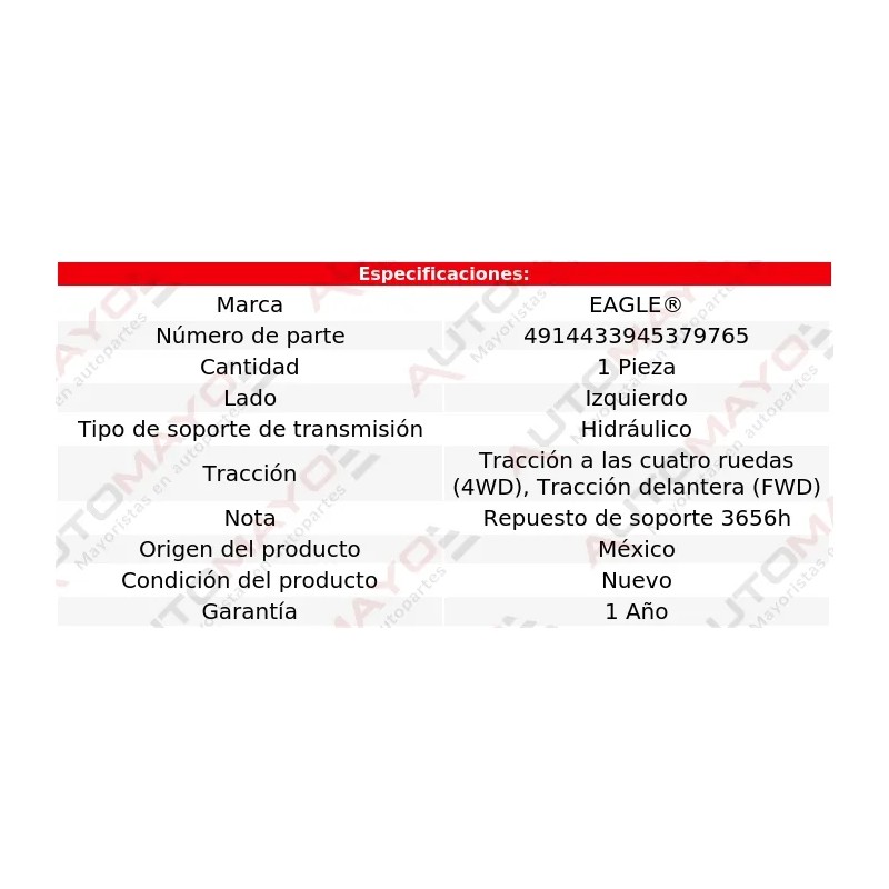 1-repuesto Soporte De Transmisión Izq Rogue 2.5l 4 Cil 08-19