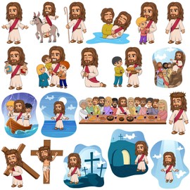 McEtt McEtt Jesus Sticker Sheets - Cute Jesus Bible Story Stickers for Kids Teens Students - 5 Sheet Pack (100 Pieces) - Sunday School, Church, Vacation Bible School, Bible Lessons