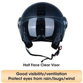 BEON 3/4 Open Face Motorcycle Helmet for Adults,DOT Approved - Moped Half Vespa Retro Helmet with Anti-Scratch Visor for Men and Women Model B-01