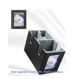 Collectible Trading Card Caseswith1Commander Display,Leather Magnetic Card Storage Box for 180 Double-Sleeved Cards. Collectible Trading CardCaseswith2 Dividers &Transparent Card (Black & Gray)