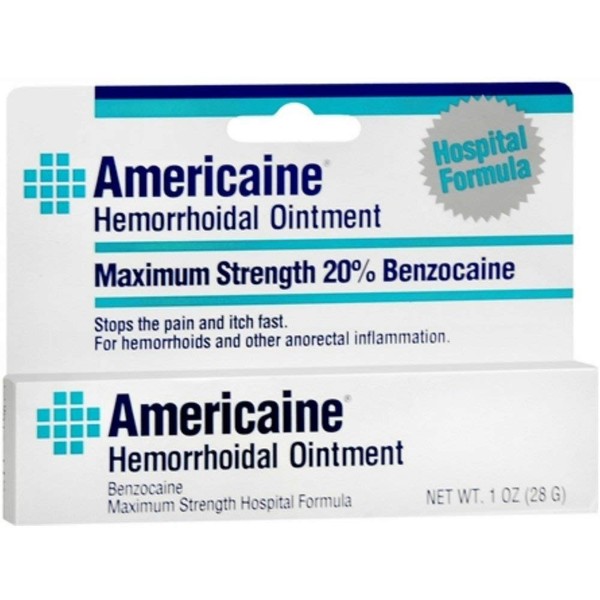 Americaine Hemorrhoidal Ointment Maximum Strength 20% Benzocaine 1 oz ( Pack of 5)