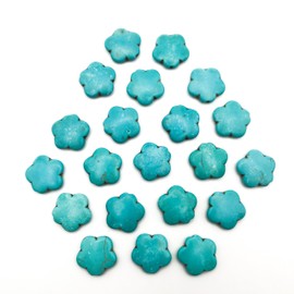 Vibrant Turquoise Beads for DIY Jewelry Making and Crafting, Perfect for Custom Necklaces, Bracelets, and Earrings (Flower Small (Approx. 20 Pieces))