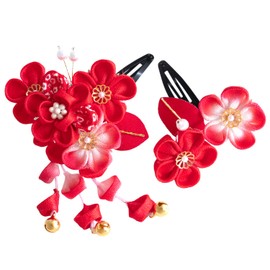 Kyoetsu 753 A Shichi-Go-San Hair Ornament, 3 Years, 7 Years, Tsumami Zaiku (Traditional Japanese Craft), Set of 2, 03