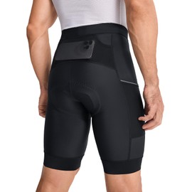 ARSUXEO Men's Padded Bike Shorts Cycling Shorts with Easy-Access Pockets Bicycle Biking Shorts, Black, XX-Large