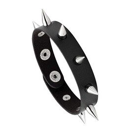 MILAKOO Black Punk Leather Armband - Spike Studded Rivet Punk Rock Armband - Adjustable, Base Metal